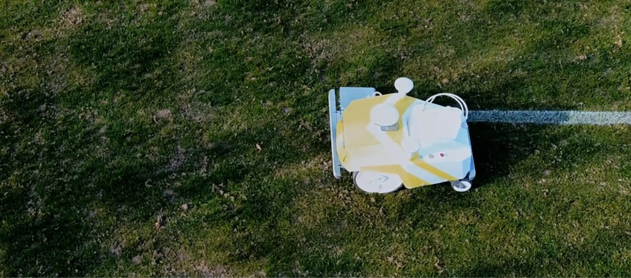 VISTA autonomous sports field line marking robot by Hexagone Sport Robotics